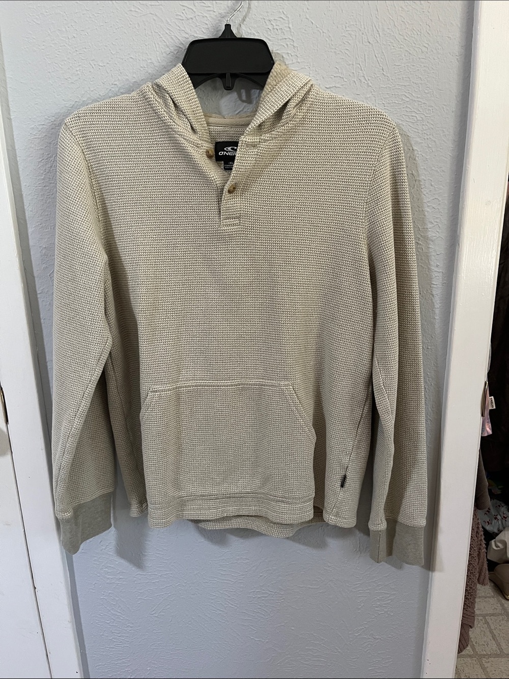 O'Neill Cream Waffle-Knit Hooded Pullover